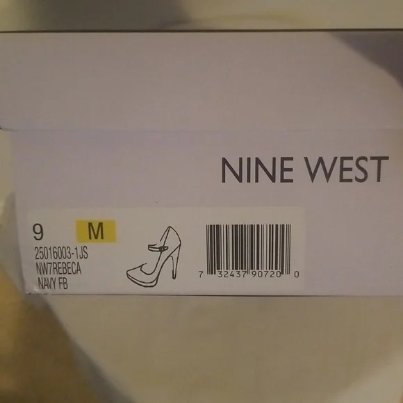 NWOT! Nine West Mary Jane Faux Suede Navy Blue Pumps - Picture 6 of 6